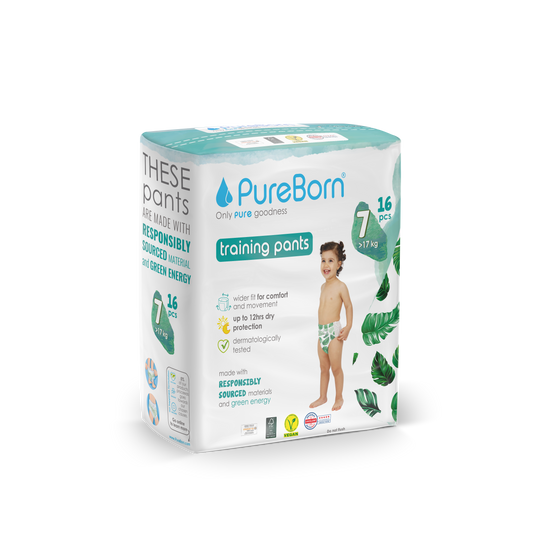 PureBorn Organic Bamboo Pull-ups/Single Pack/ Size 7- Pack of 16