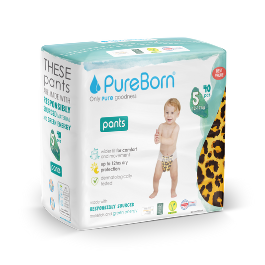 PureBorn Organic Bamboo Pull-ups/ Double Value Pack/Size 5-Pack of 40